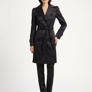CLEO Women's Black Trench Coat with Tie Belt